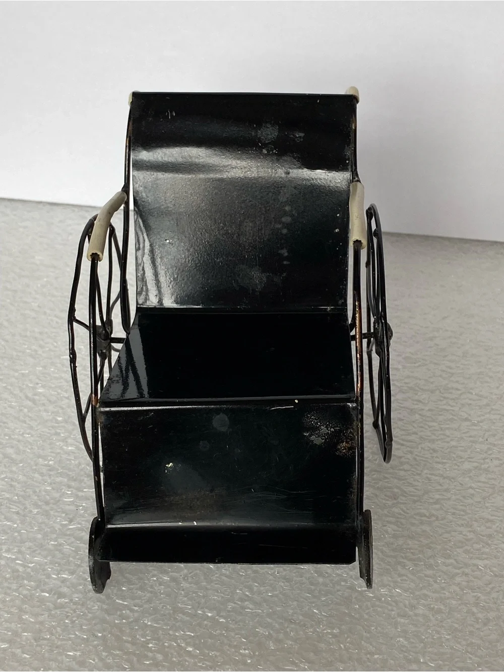 Vintage Dollhouse Accessory Black Metal Wheelchair For Dolls